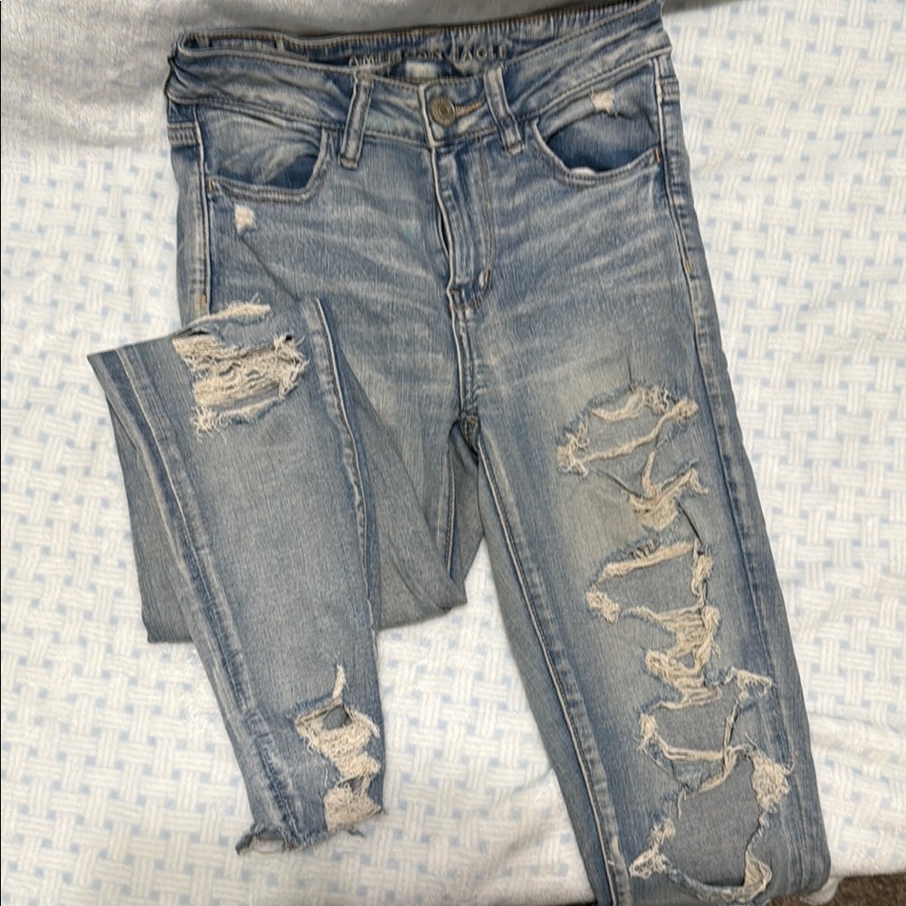 Distressed Blue Jeans